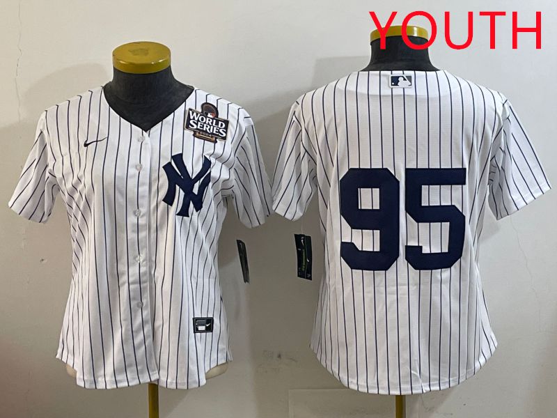 Youth New York Yankees #95 No Name White Stripe Game 2025 Nike MLB Jersey style 4->youth mlb jersey->Youth Jersey